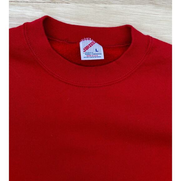 Vtg. 90’s Jerzees Super Sweats Blank Pullover Sweatshirt Men's Red Sz L USA Made - Picture 3 of 5